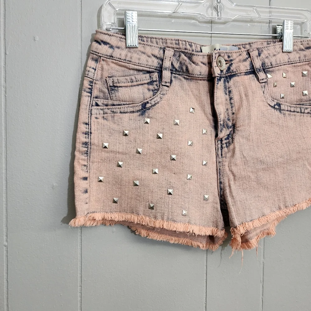Jolt Studded Light Coral Fringe Shorts Grunge Streetwear Size 5 - Picture 3 of 10